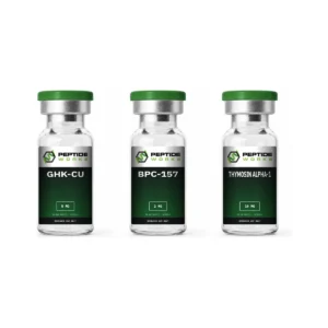 BPC-157 GHK-Cu Thymosin Alpha-1 Peptide Stack research vials: GHK-Cu 5mg, BPC-157 2mg, Thymosin Alpha-1 10mg