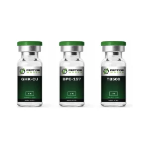 BPC-157 TB500 GHK-Cu Peptide Stack research vials: GHK-Cu 5mg, BPC-157 2mg, TB500 2mg